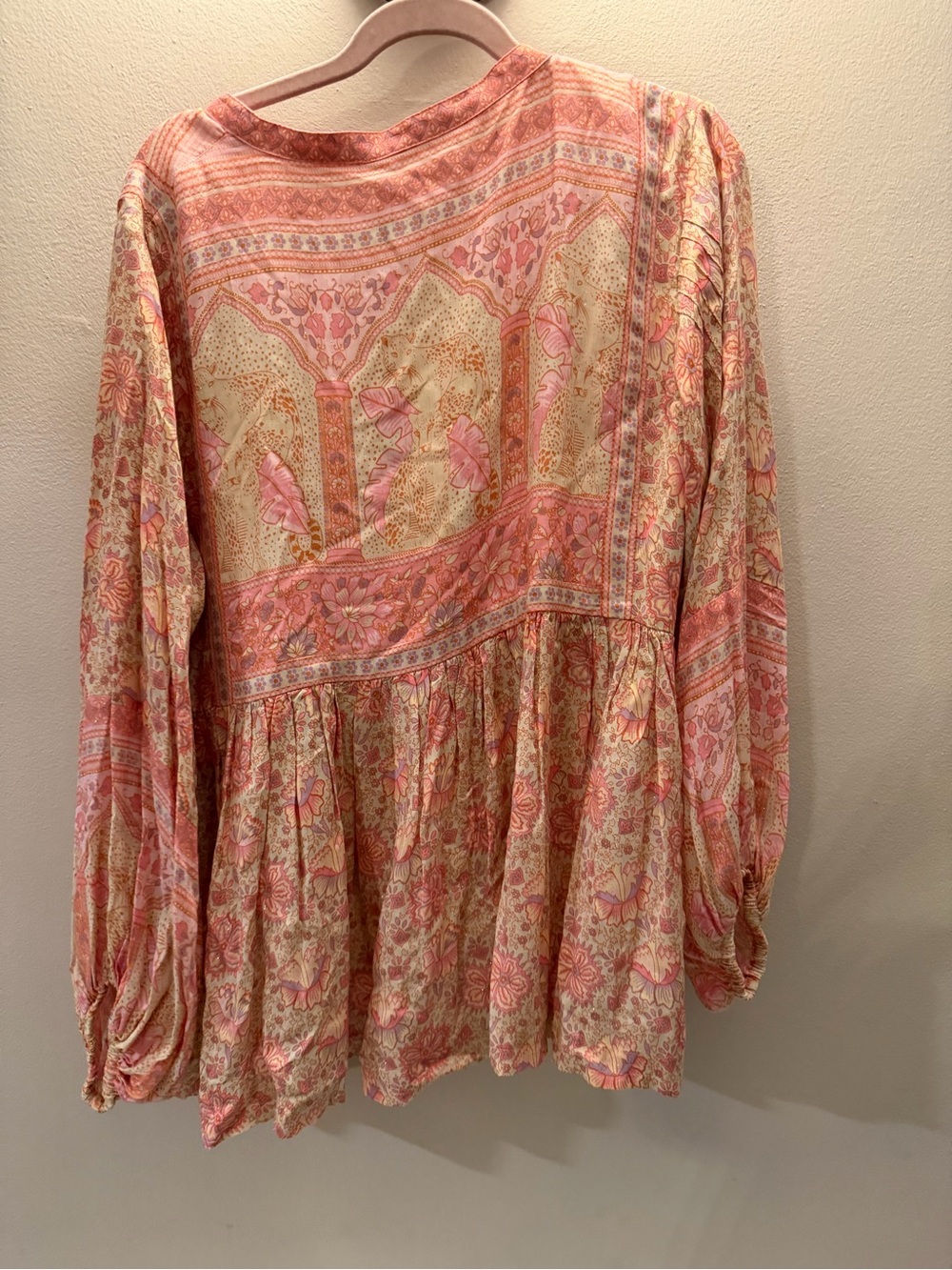 Spell & The Gypsy Collective Pink Floral Paisley Metallic Babydoll Blouse XXL - Picture 8 of 8